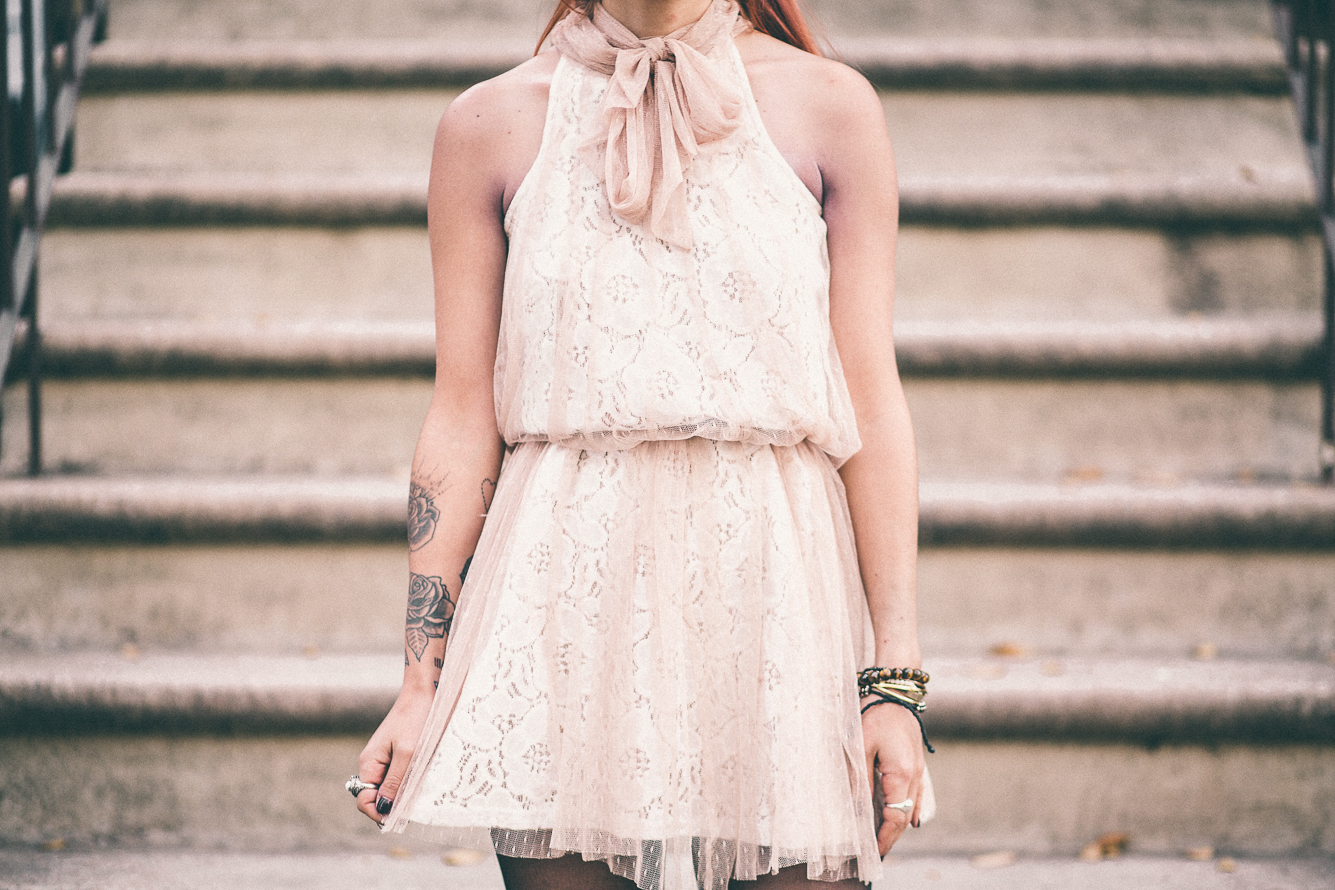 Le Happy wearing lace party look with Modcloth
