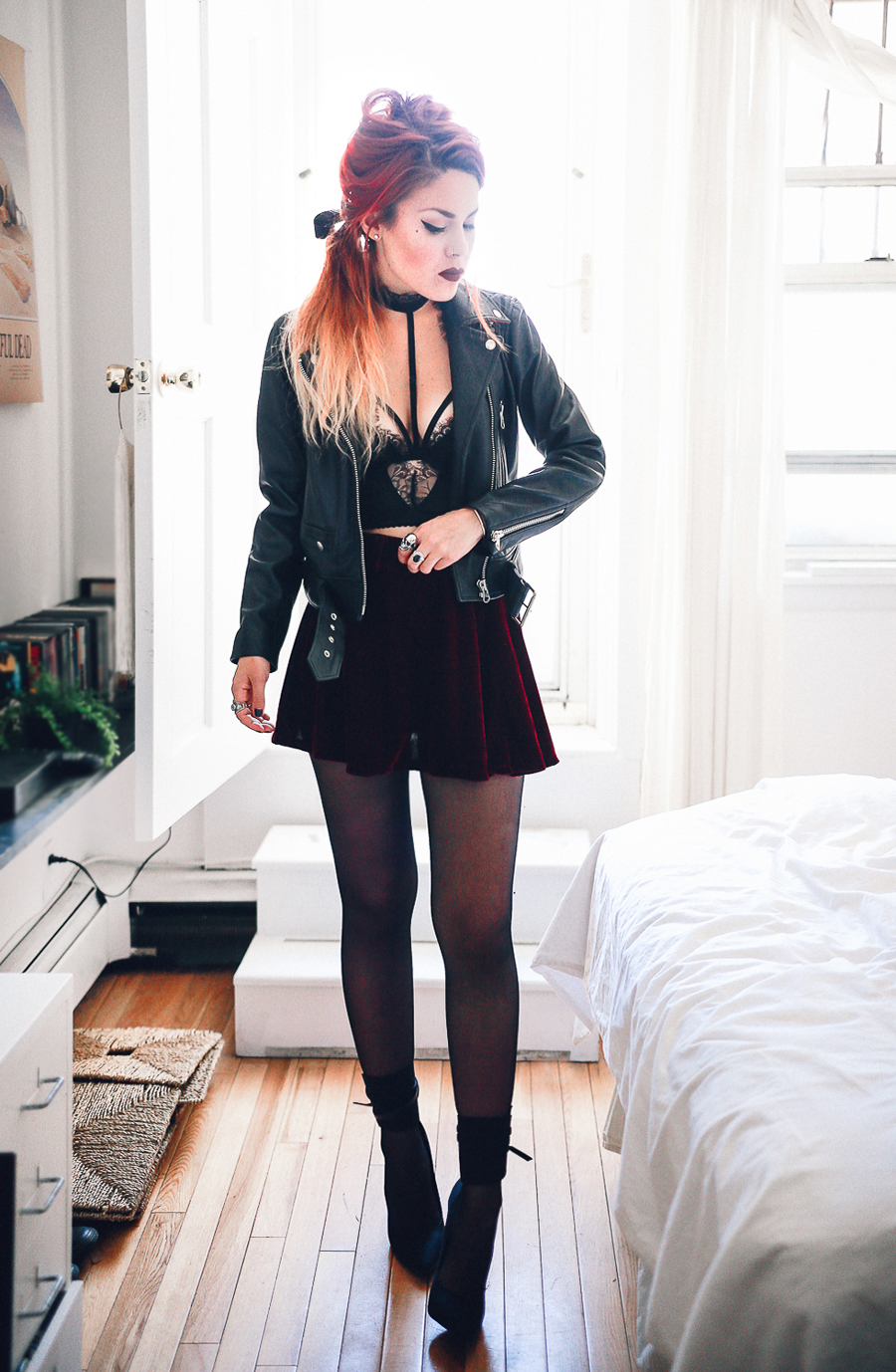Le Happy wearing Courtney Love x Nasty Gal collection