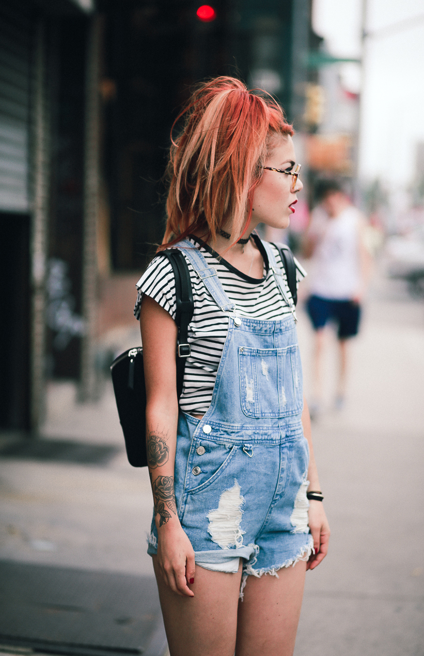 Le Happy wearing ASOS overalls